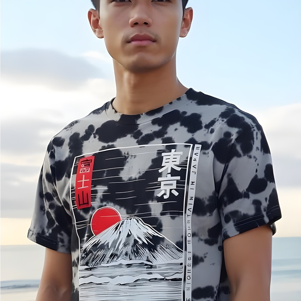 Graphic Black and Gray Tie-Dye T-Shirt